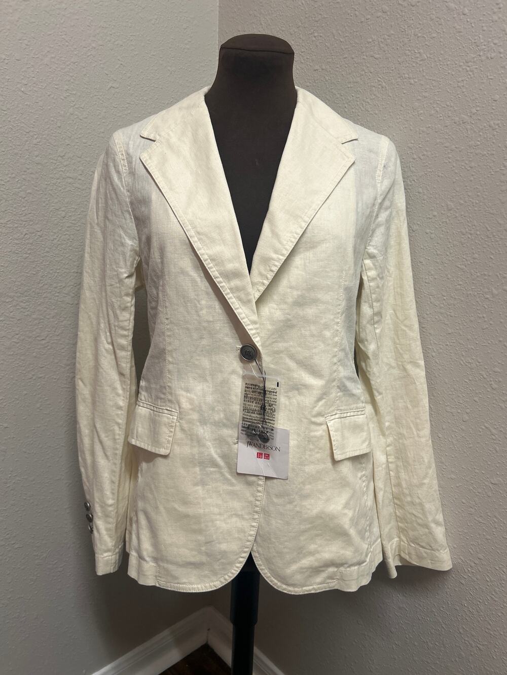 NWT Uniqlo JW Anderson Linen Blend Cream Blazer Size XS Lightweight Jacket